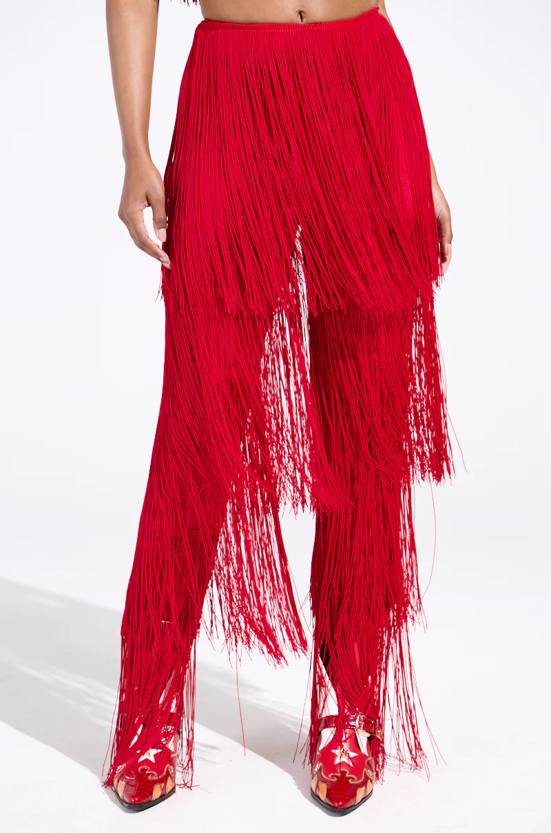 OH SO FRINGE PANTS IN RED - Image 5