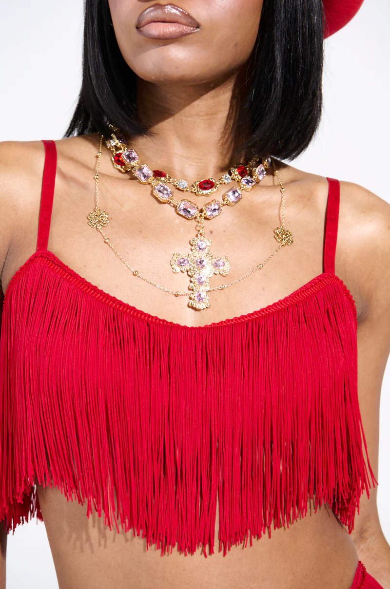 OH SO FRINGE TOP IN RED - Image 9