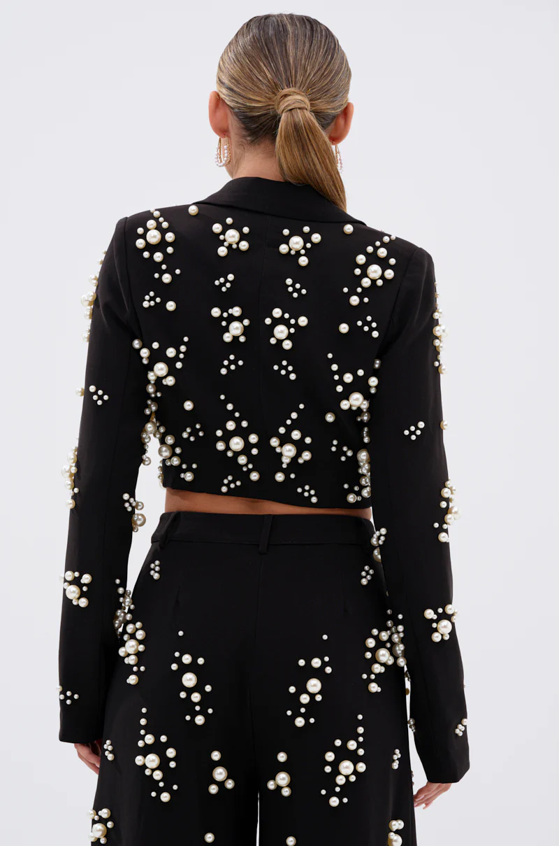 OLD FLAME EMBELLISHED BLAZER IN BLACK - Image 5