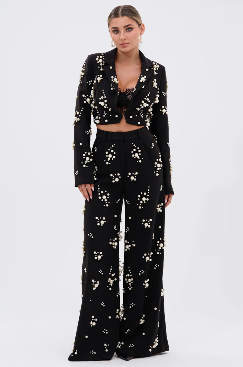 OLD FLAME EMBELLISHED BLAZER IN BLACK - Image 6