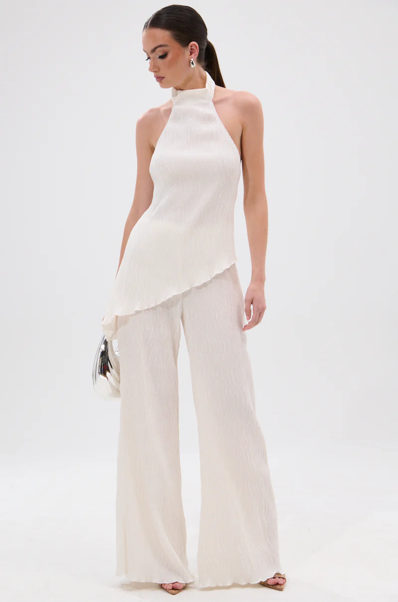 OLIVIA PLISSE PANT IN WHITE