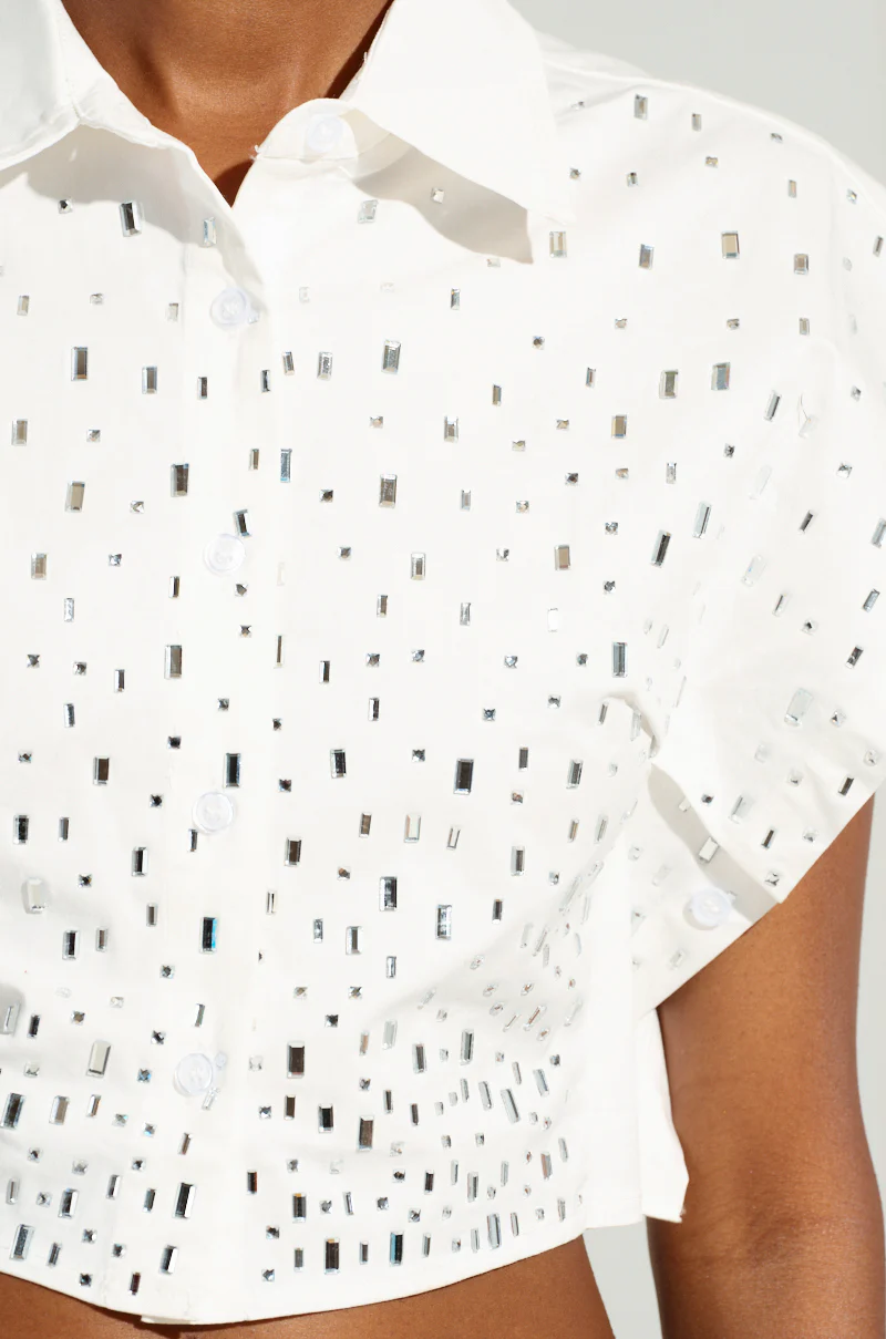 OMBRE RHINESTONE POPLIN CROPPED SHIRT - Image 7