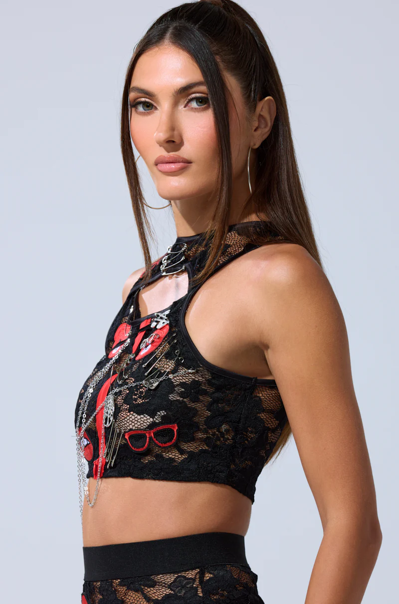 OMG LACE TANK WITH EMBELLISHMENTS - Image 3