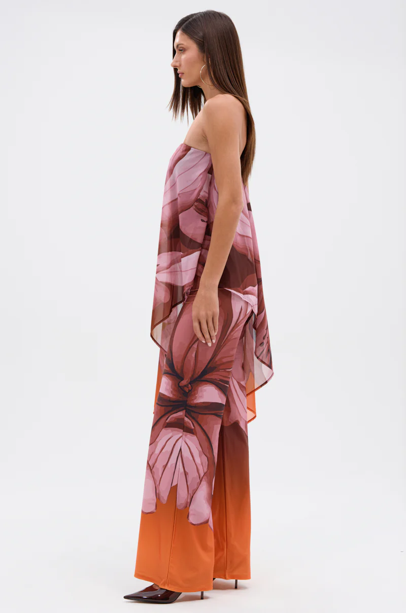 ON A BEACH SOMEWHERE PRINTED JUMPSUIT IN ORANGE - Image 3