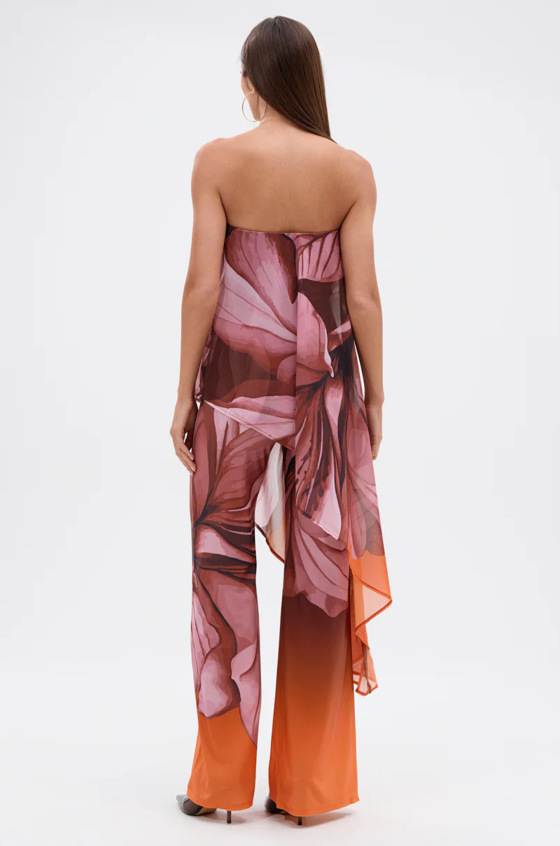 ON A BEACH SOMEWHERE PRINTED JUMPSUIT IN ORANGE - Image 4