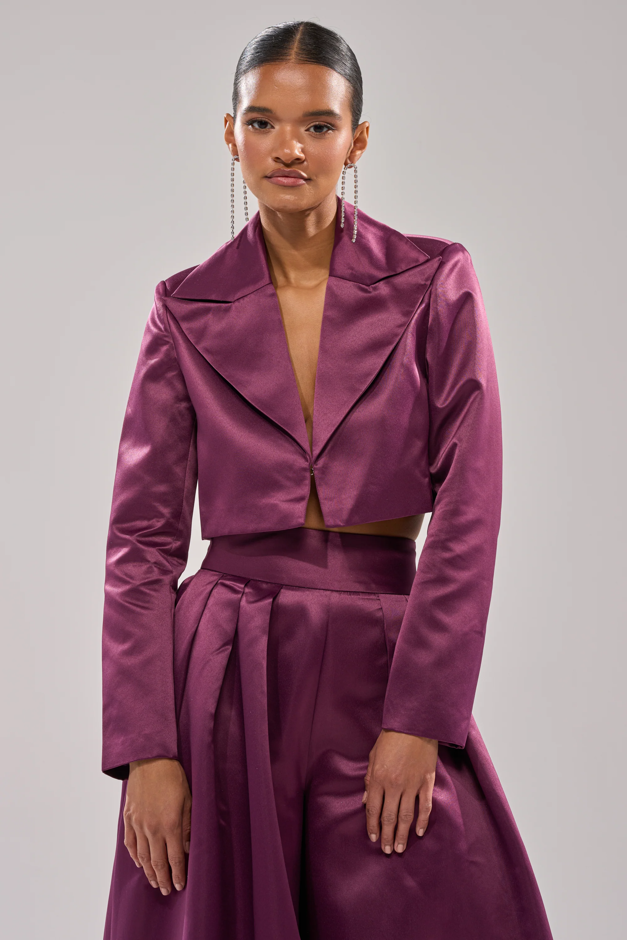 ON AND ON CROPPED SATIN BLAZER - Image 2