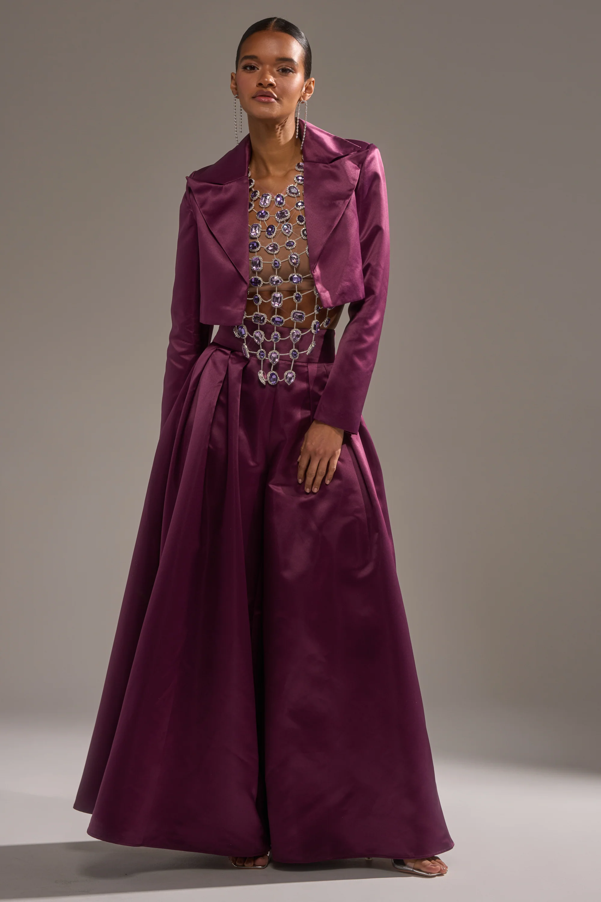 ON AND ON CROPPED SATIN BLAZER - Image 9