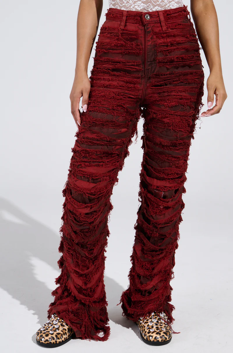 ON FIRE DISTRESSED DENIM PANT