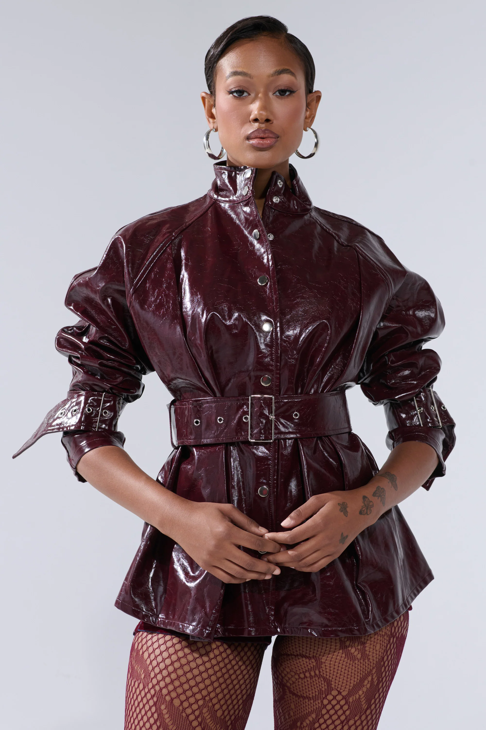 ON FIRE FAUX LEATHER BUTTON DOWN - Image 2