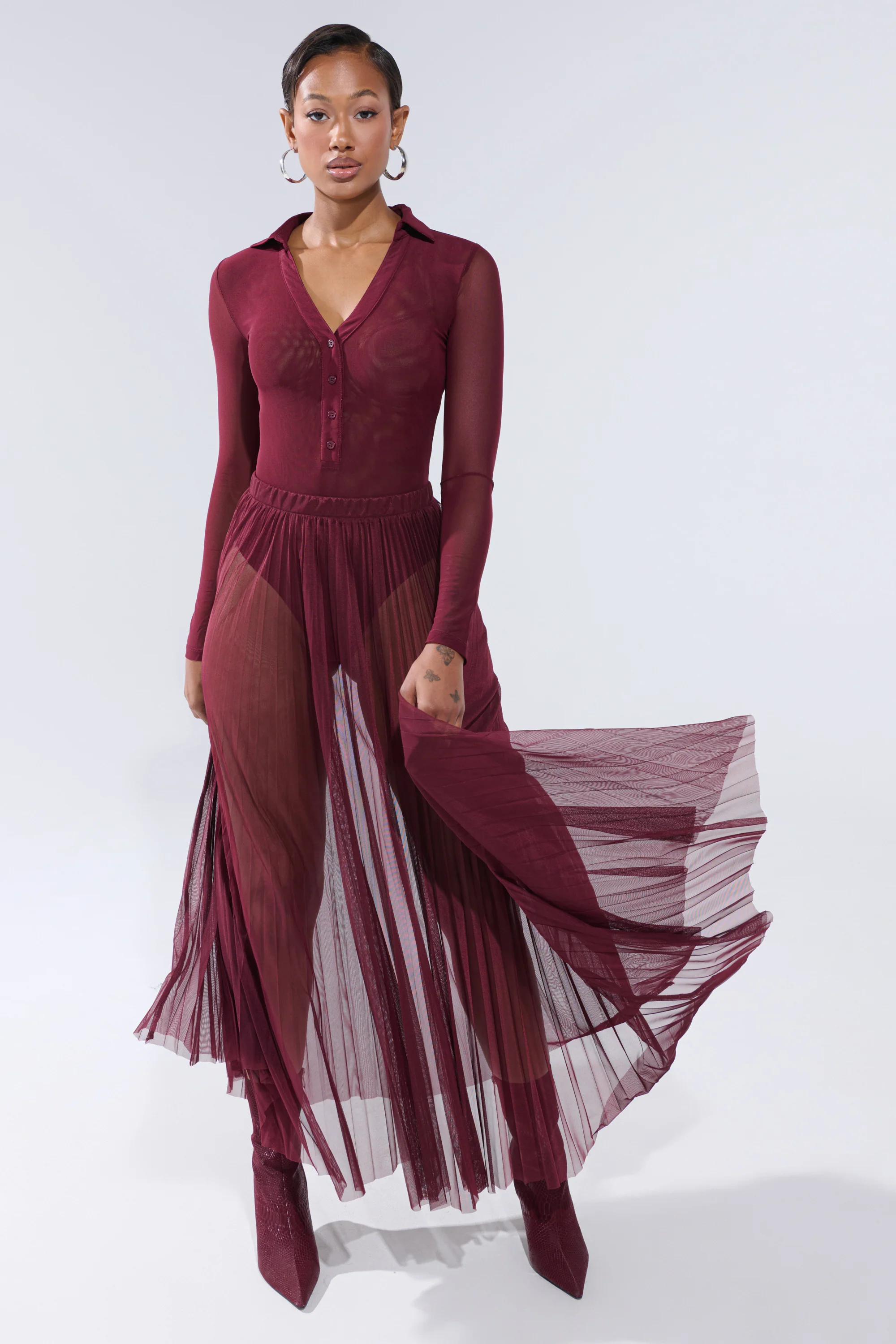 ON FIRE MESH MAXI SKIRT - Image 7
