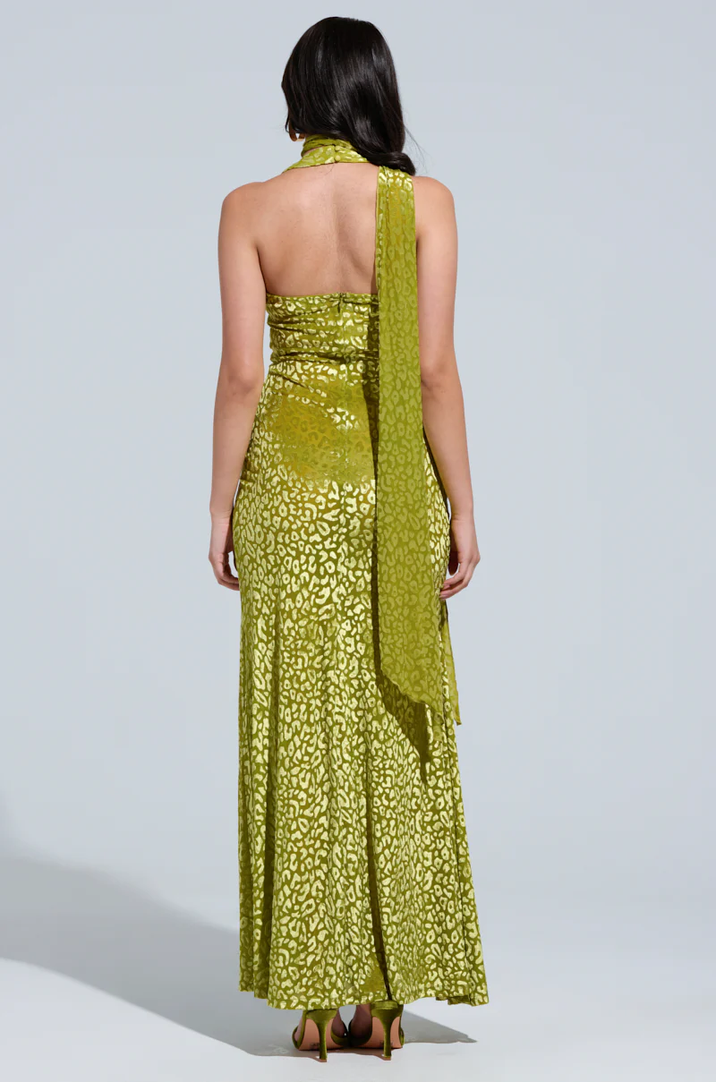 ON HOLIDAY LEOPARD PRINT VELVET MAXI DRESS WITH SCARF - Image 5