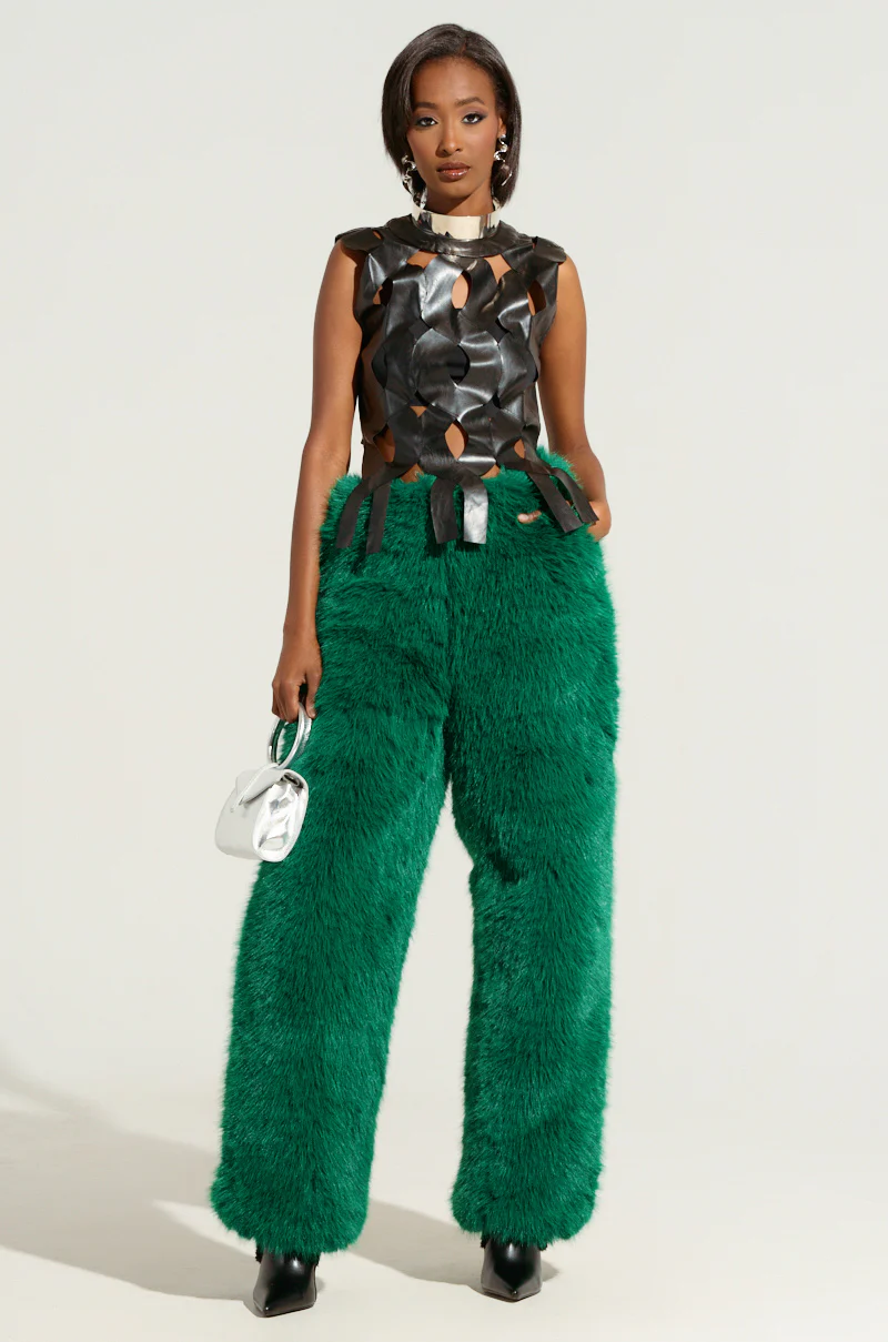 ON MY OWN WAVE CUT OUT FAUX LEATHER TOP IN PU - Image 5