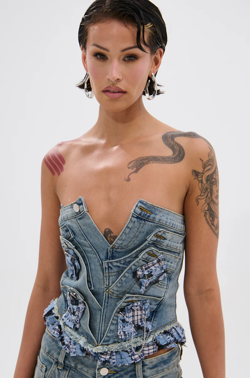 ON POINT PLAID EMBELLISHED CORSET