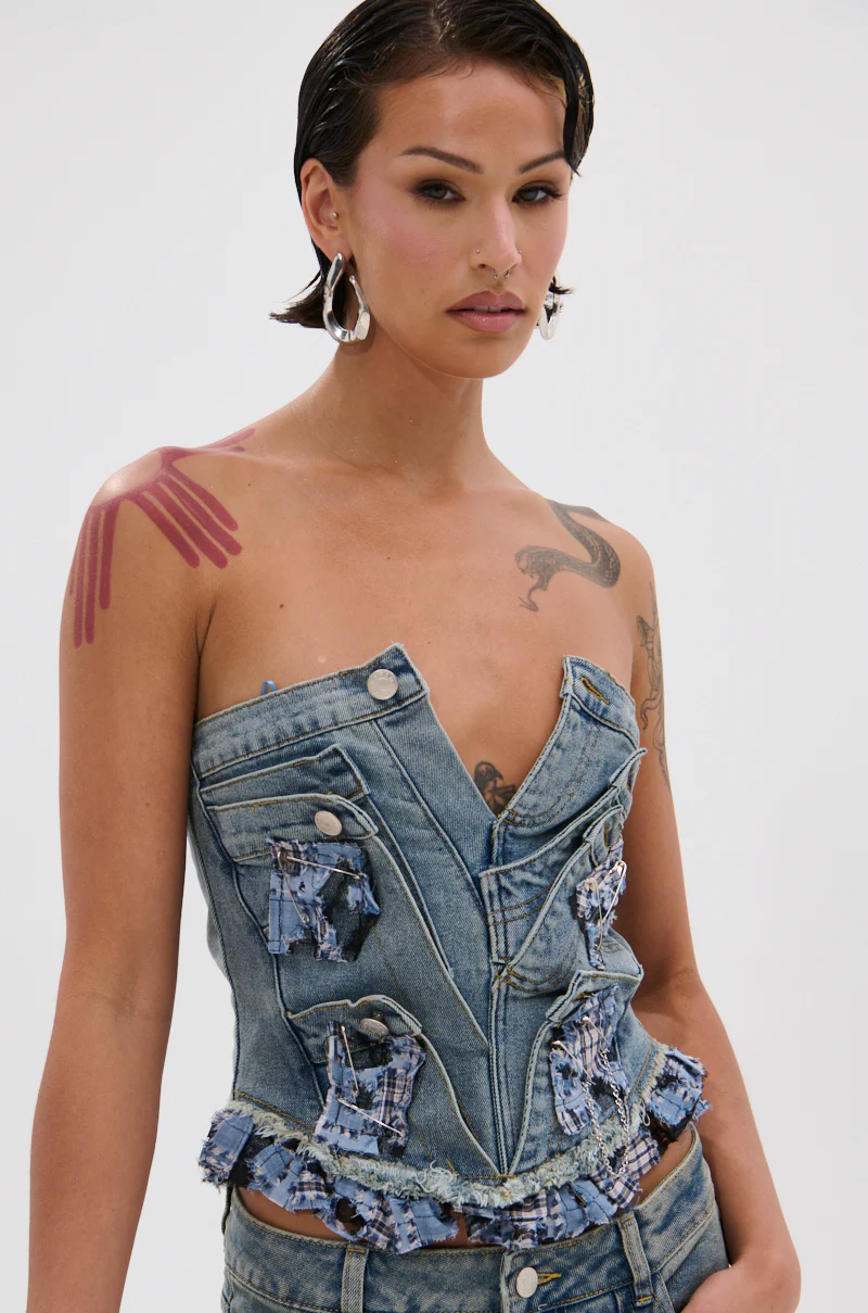 ON POINT PLAID EMBELLISHED CORSET - Image 2