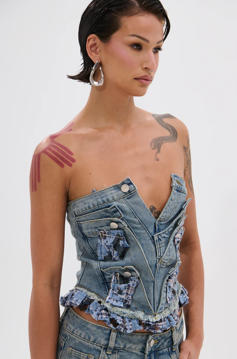 ON POINT PLAID EMBELLISHED CORSET - Image 3