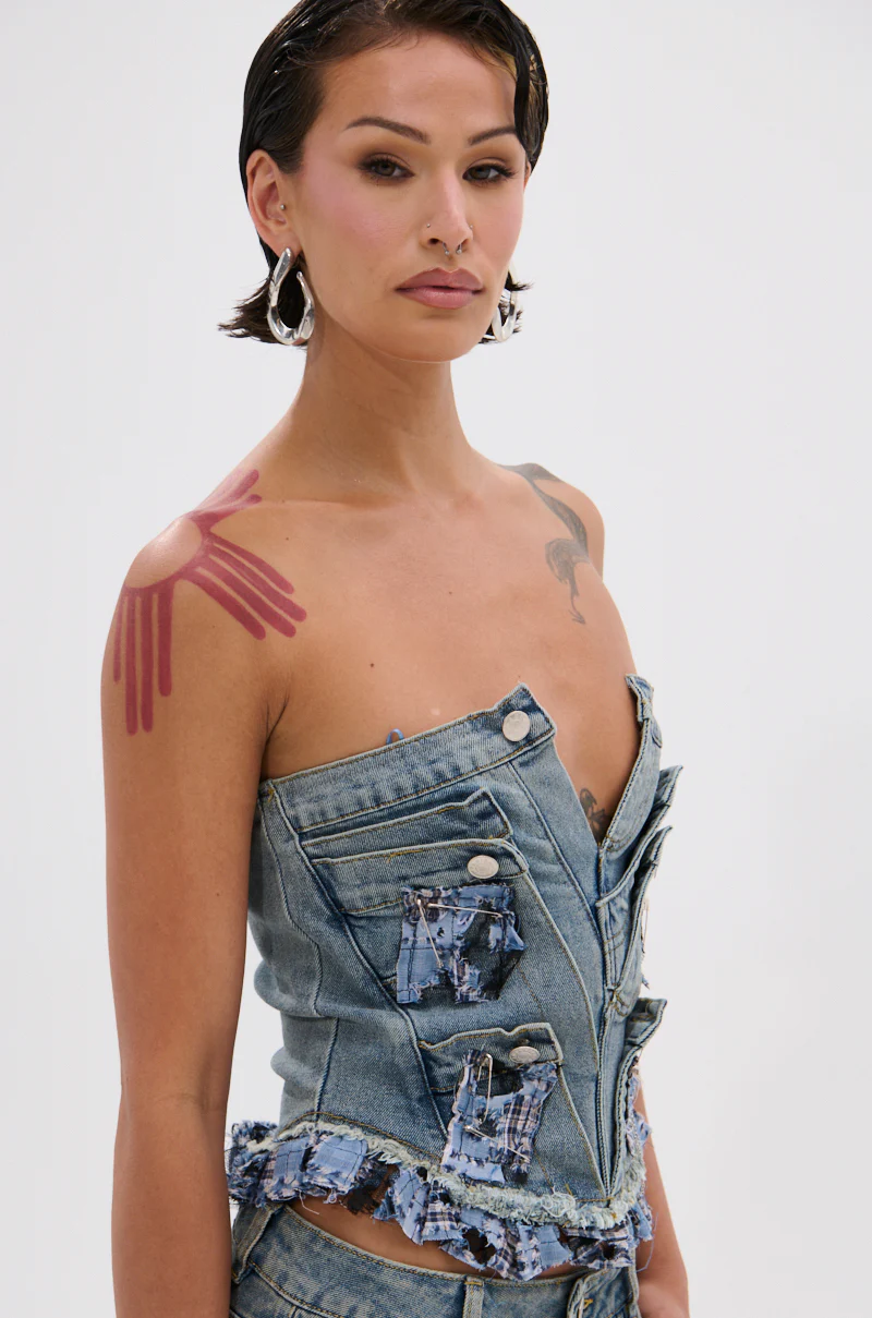 ON POINT PLAID EMBELLISHED CORSET - Image 4