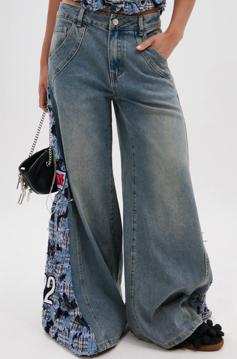 ON POINT PLAID EMBELLISHED DENIM PANT - Image 2