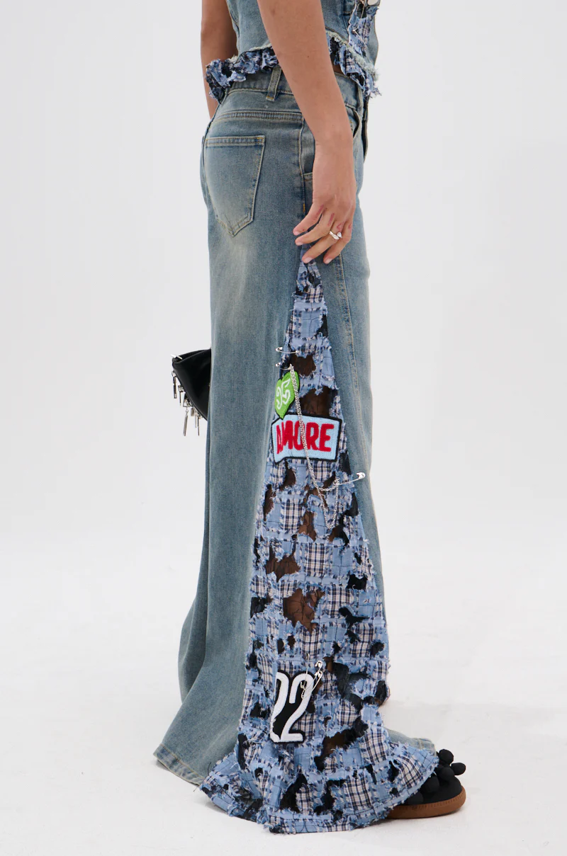 ON POINT PLAID EMBELLISHED DENIM PANT - Image 4