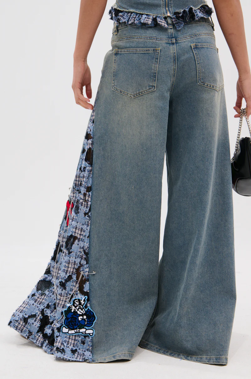 ON POINT PLAID EMBELLISHED DENIM PANT - Image 5