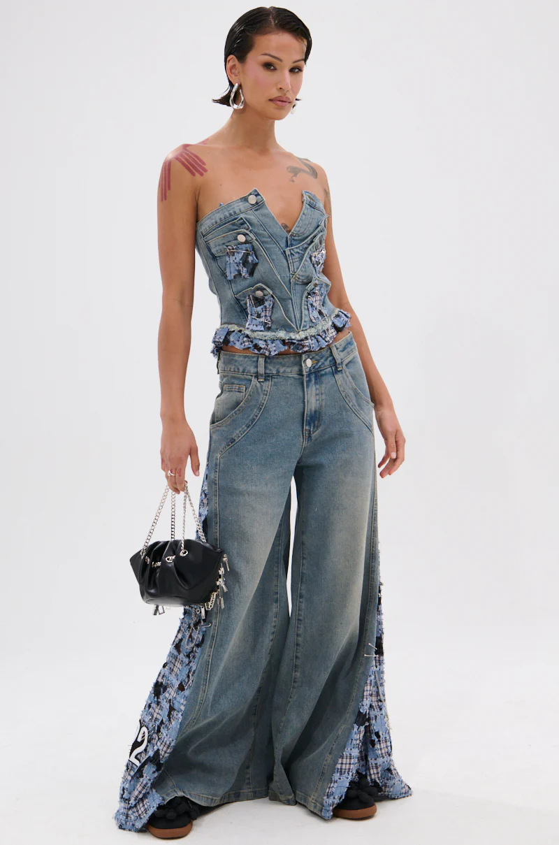 ON POINT PLAID EMBELLISHED DENIM PANT - Image 6