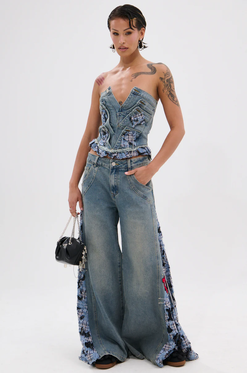 ON POINT PLAID EMBELLISHED DENIM PANT - Image 7