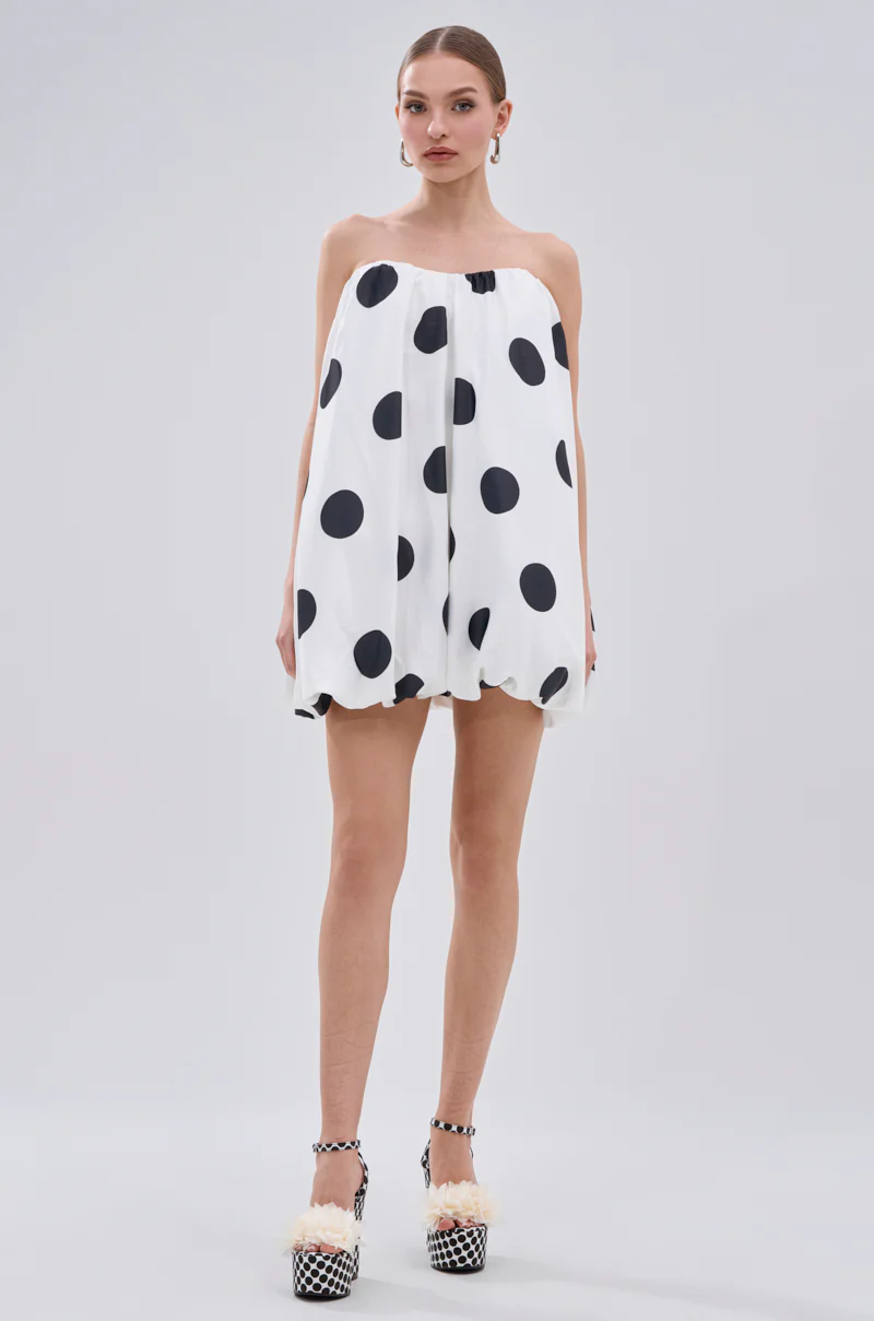 ON THE DOT SATIN BUBBLE MINI DRESS - Image 6