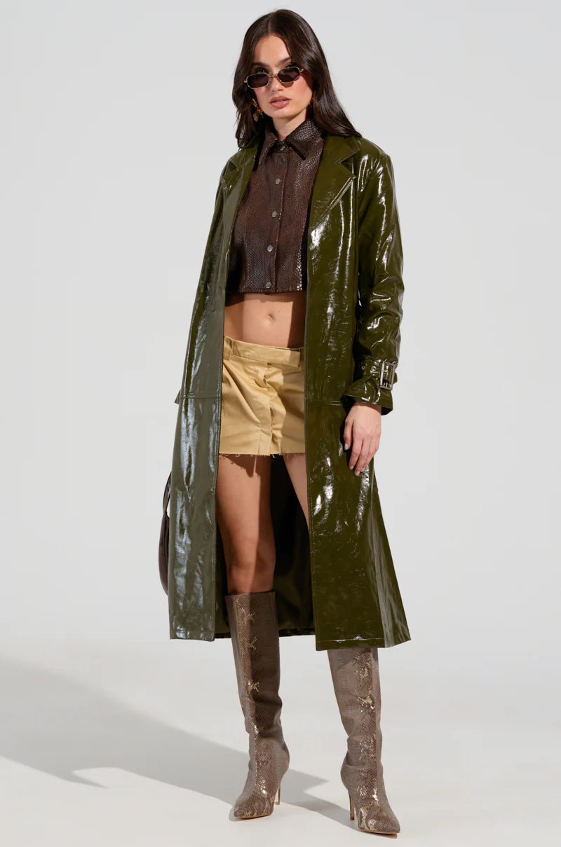 ON THE FLY FAUX LEATHER TRENCH - Image 2