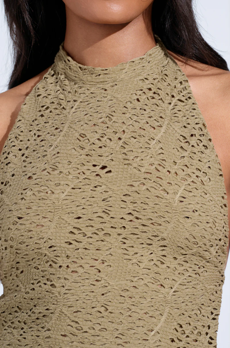 ON THE MOVE BODYCON MIDI DRESS IN OLIVE - Image 5