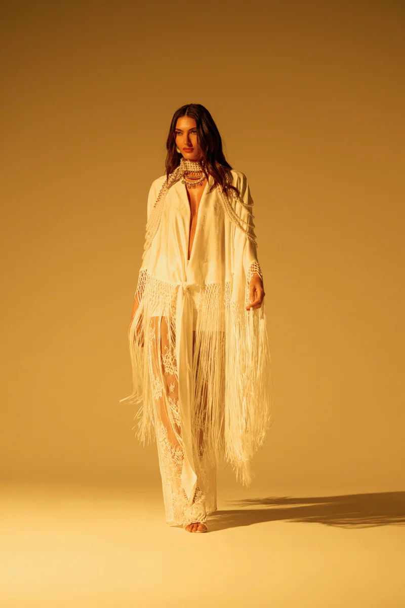 ON TO SOMETHING GOOD FRINGE TIE FRONT BLOUSE - Image 3