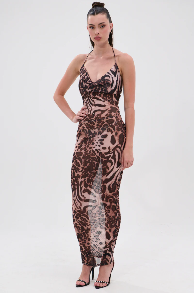 ON TREND MESH MIDI DRESS IN ANIMAL PRINT - Image 2