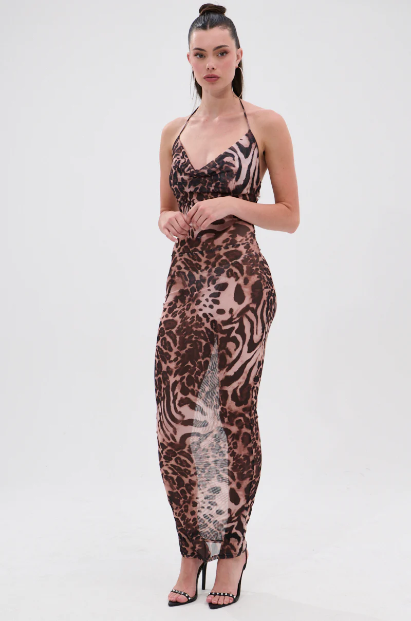 ON TREND MESH MIDI DRESS IN ANIMAL PRINT - Image 3