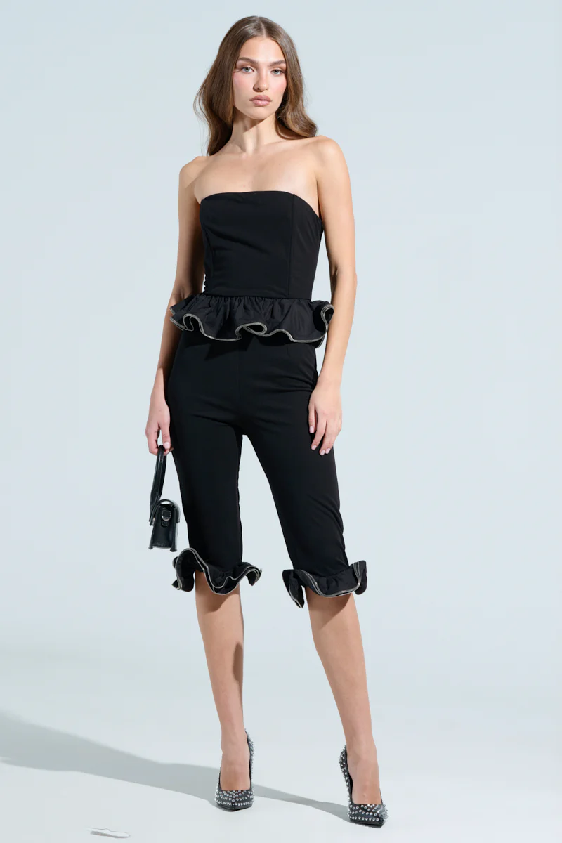 ON TREND PEPLUM JUMPSUIT WITH ZIPPER DETAIL - Image 2