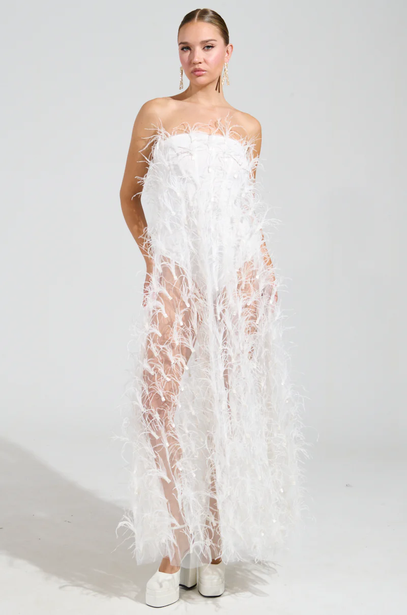 ONE OF A KIND FEATHER MAXI DRESS - Image 3
