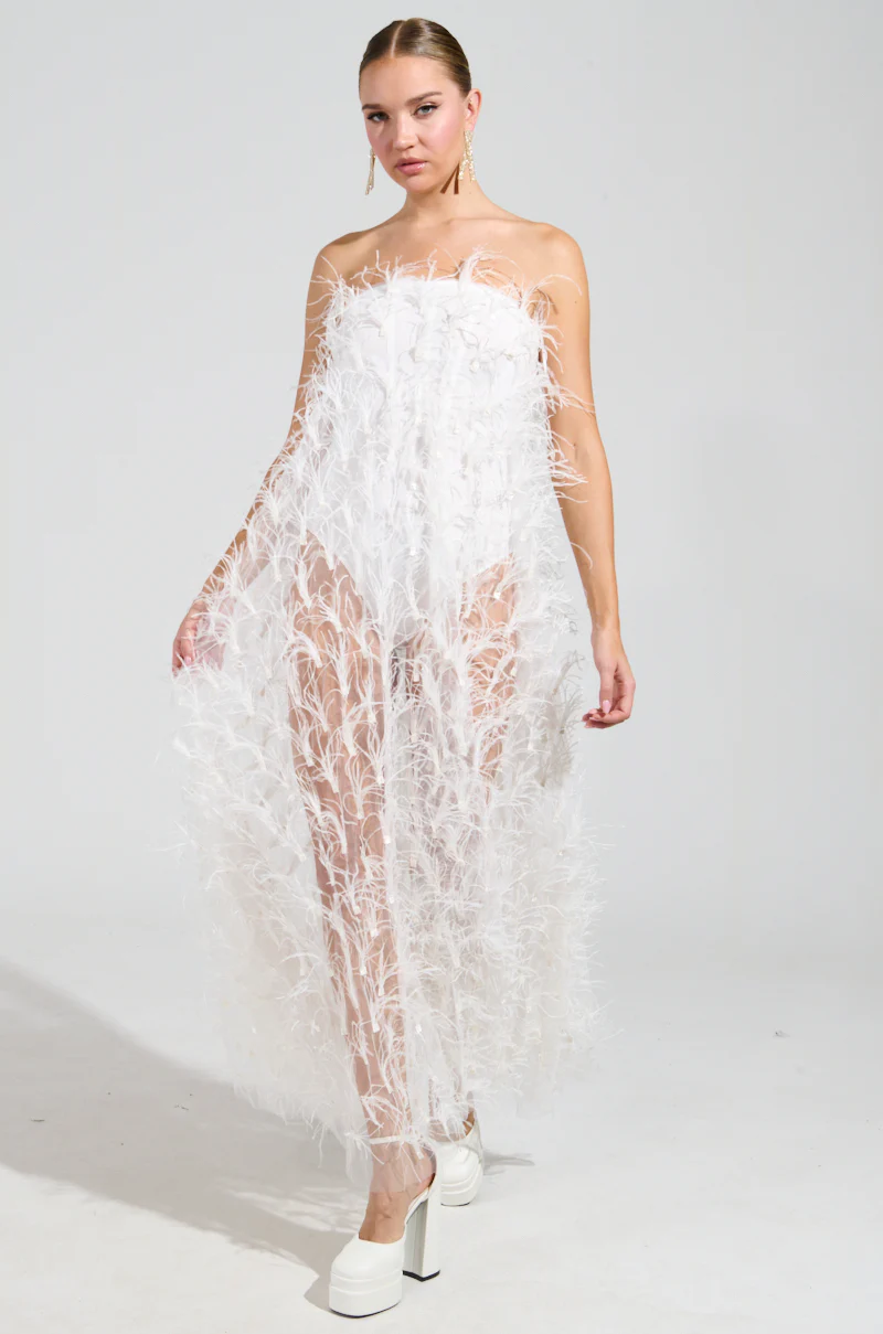 ONE OF A KIND FEATHER MAXI DRESS - Image 4