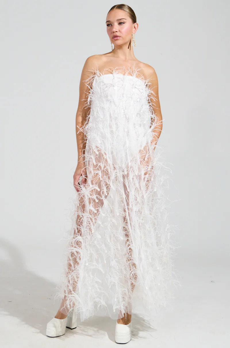 ONE OF A KIND FEATHER MAXI DRESS - Image 5