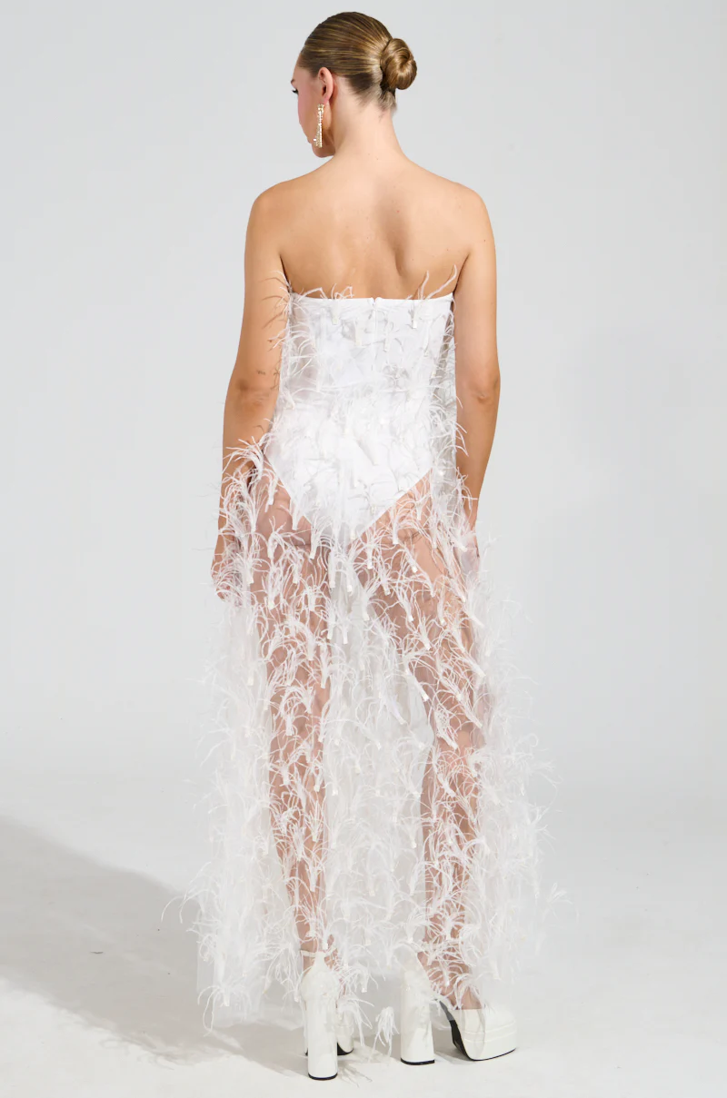 ONE OF A KIND FEATHER MAXI DRESS - Image 7