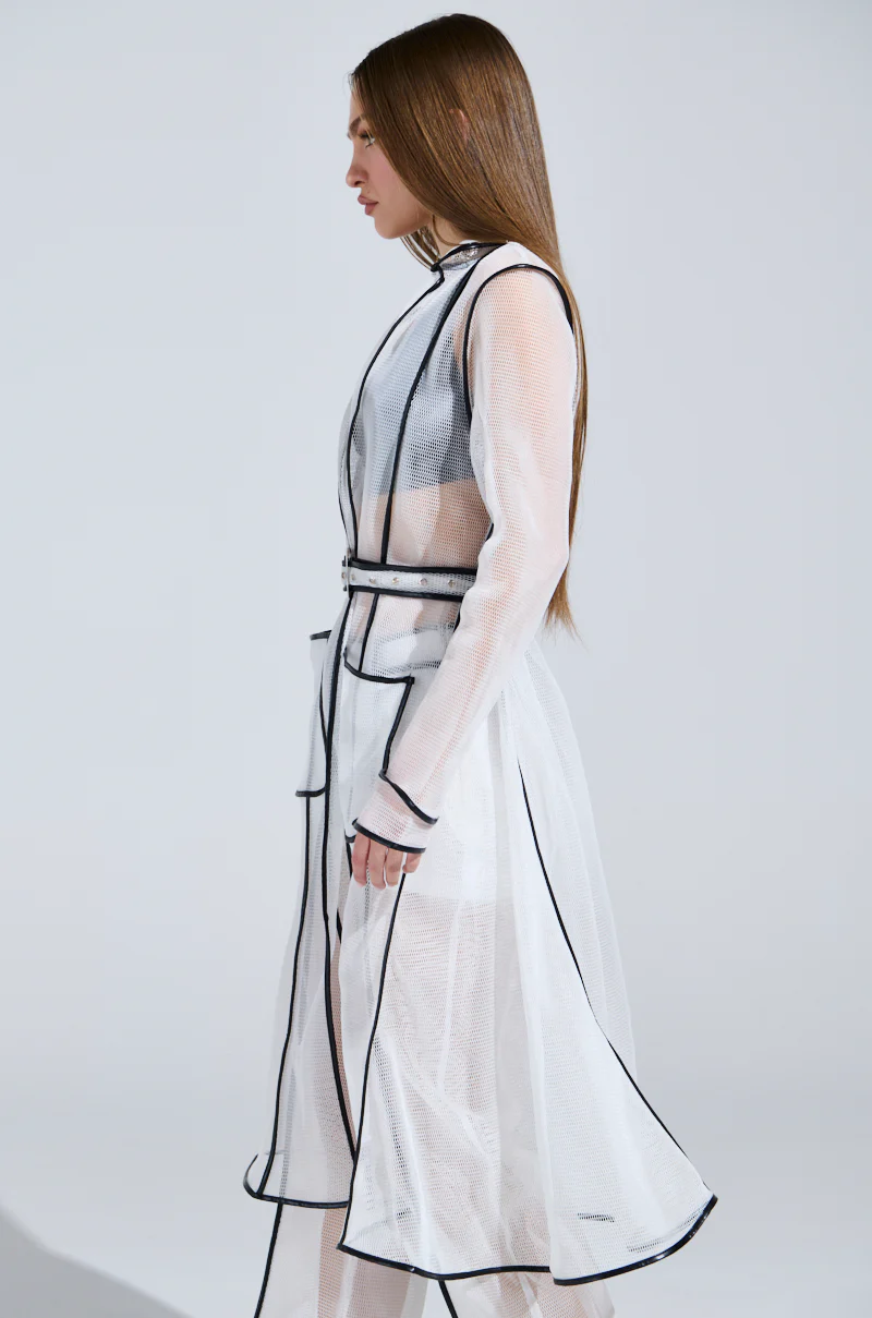 ONE TO WATCH MESH TRENCH IN WHITE - Image 2