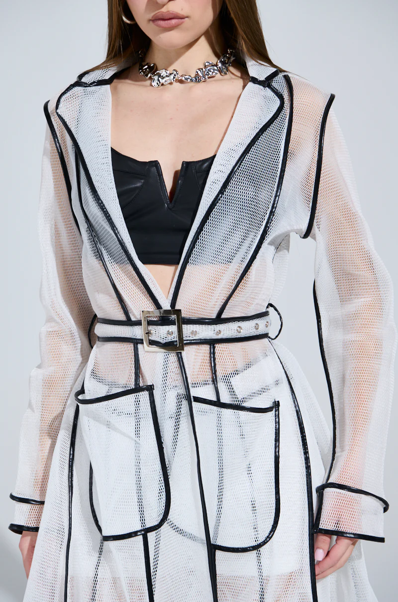 ONE TO WATCH MESH TRENCH IN WHITE - Image 6