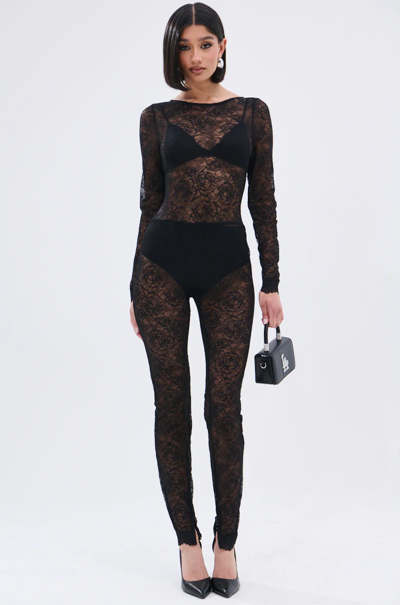 ONLY IF THERE'S BOTTLE SERVICE LACE JUMPSUIT - Image 2