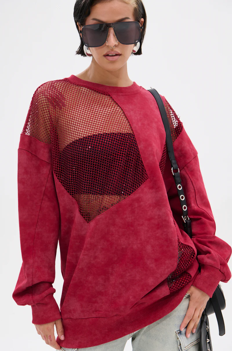 OPEN FOR BUSINESS SWEATSHIRT IN BURGUNDY - Image 3