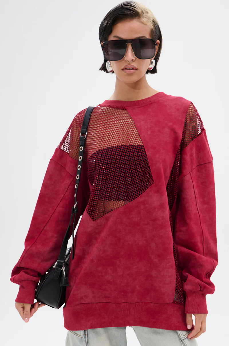 OPEN FOR BUSINESS SWEATSHIRT IN BURGUNDY - Image 4