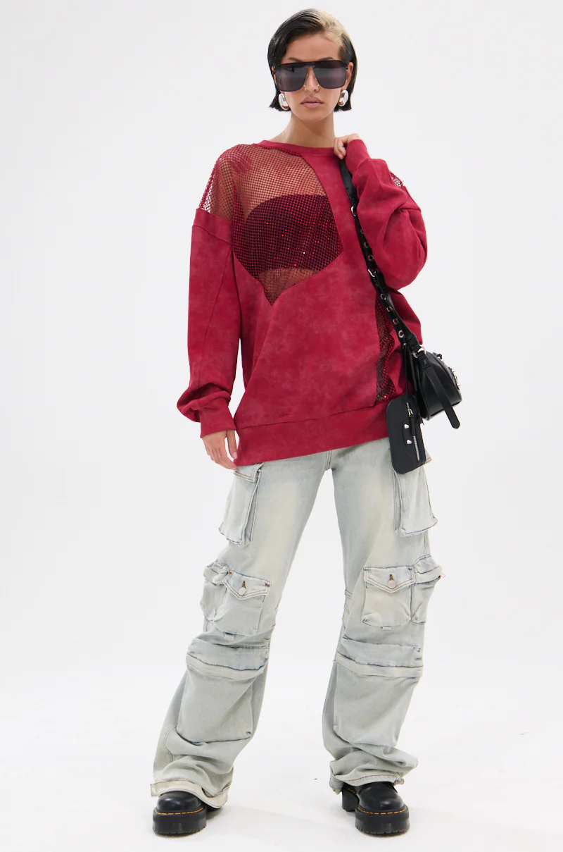 OPEN FOR BUSINESS SWEATSHIRT IN BURGUNDY - Image 8