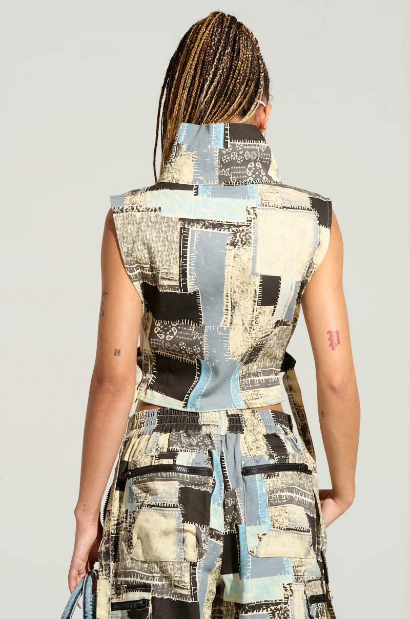 OUT OF MY HEAD PATCHWORK TOP - Image 5