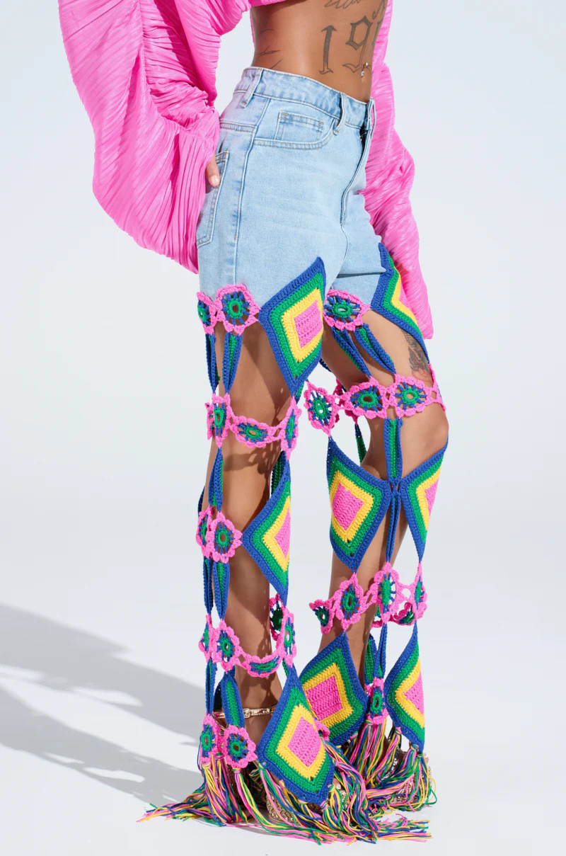 OUT OF OFFICE CROCHET DENIM JEANS - Image 3