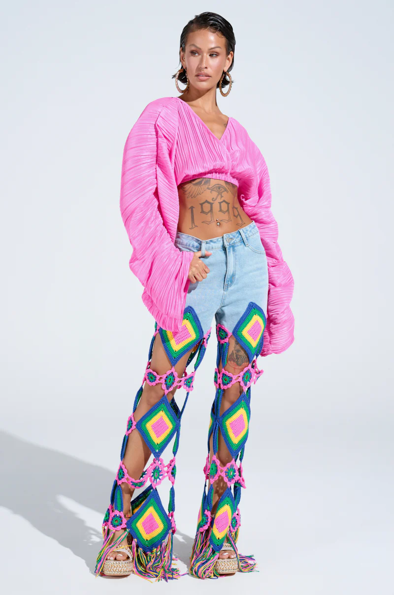 OUT OF OFFICE CROCHET DENIM JEANS - Image 5