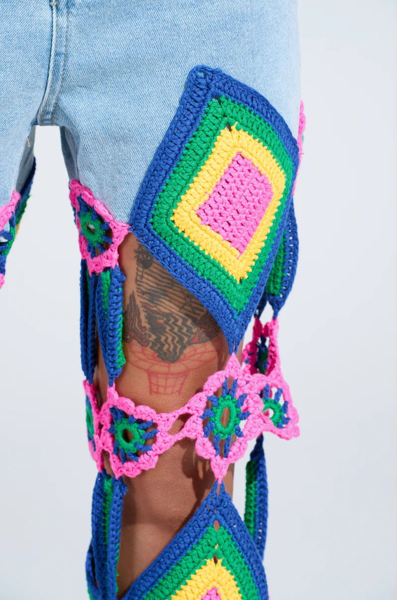 OUT OF OFFICE CROCHET DENIM JEANS - Image 6