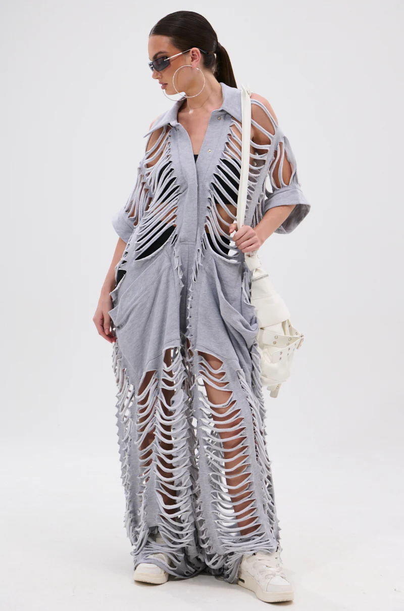 OVER IT DISTRESSED FRENCH TERRY JUMPSUIT - Image 2