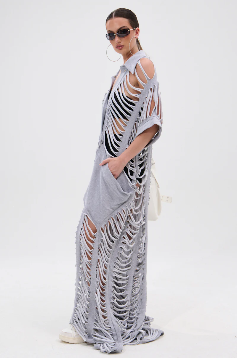 OVER IT DISTRESSED FRENCH TERRY JUMPSUIT - Image 5