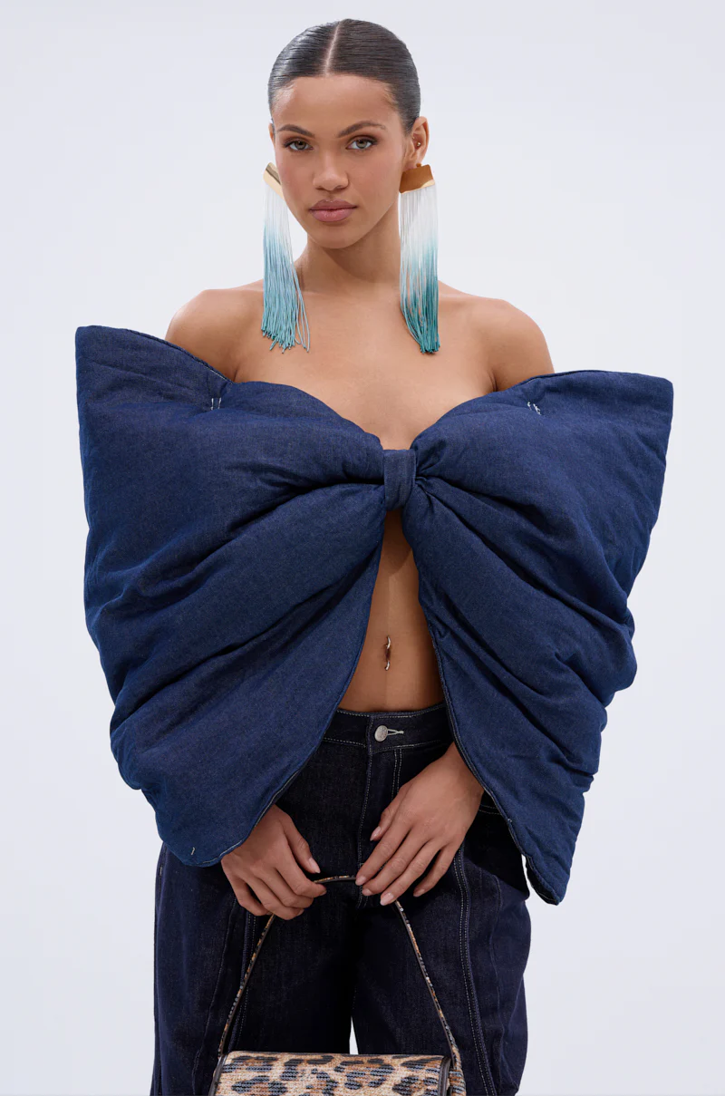 PADDED DENIM BOW TOP - Image 3