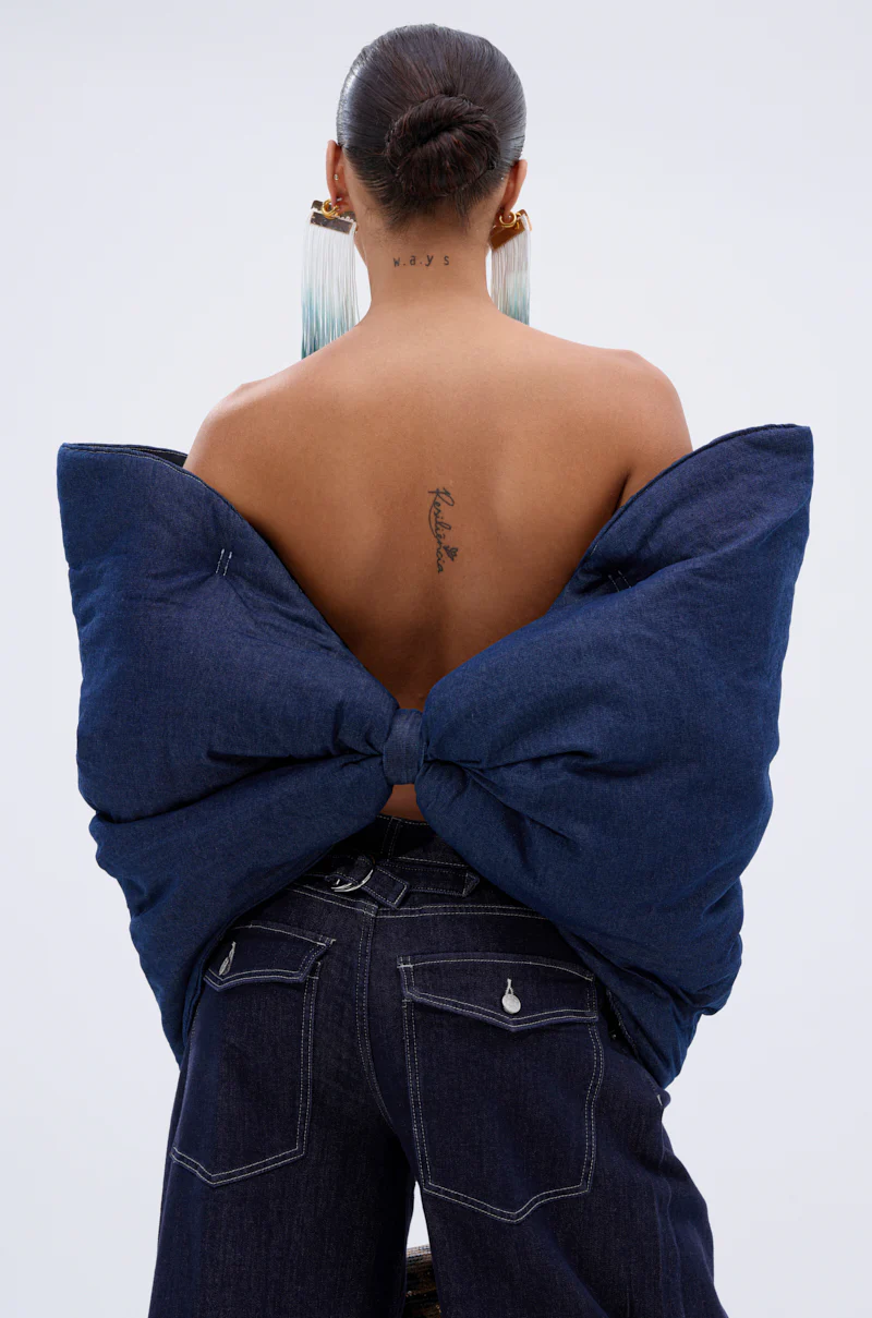 PADDED DENIM BOW TOP - Image 5